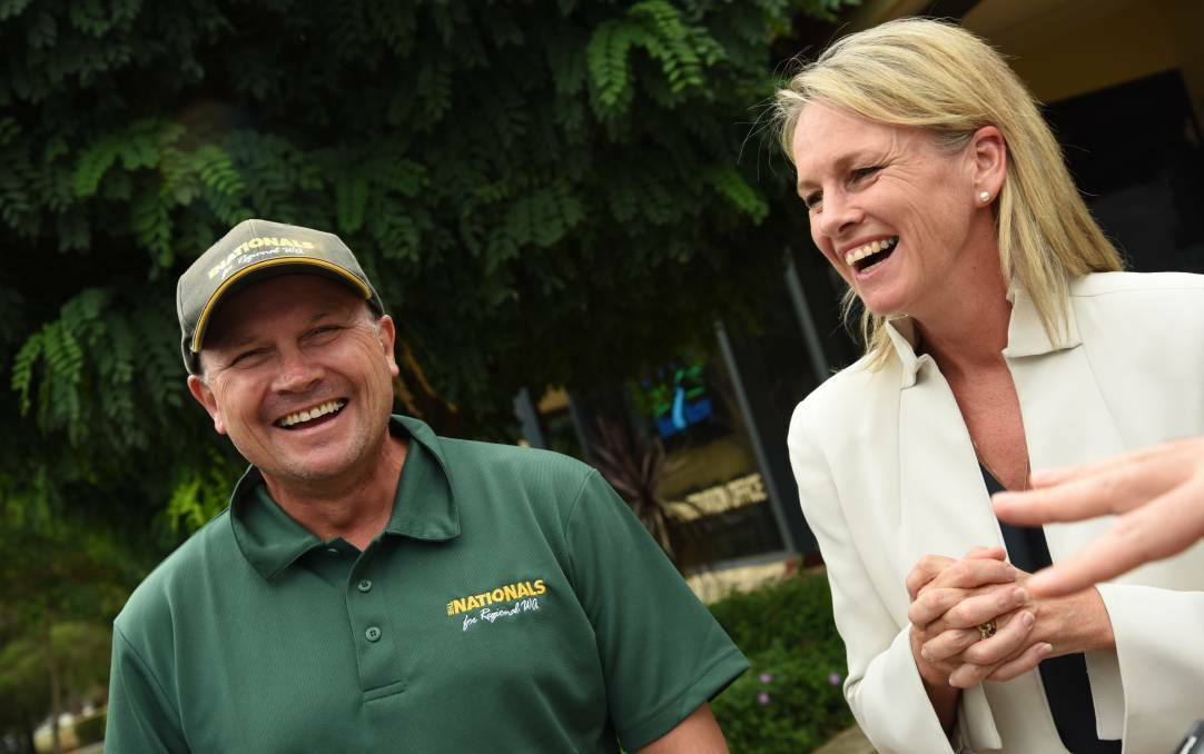 Campaign: The Nationals have been campaigning hard in Murray-Wellington. Nationals South West upper house MP Colin Holt with federal regions minister Fiona Nash in Pinjarra during the campaign. Photo: Marta Pascual Juanola.