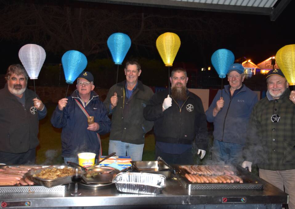Support crew: Local Freemason Lodge members, Peter Brown, Peter Drake, Martin Winchcombe, Ron Green, Jay James and Tony Domoney prepare the food. 