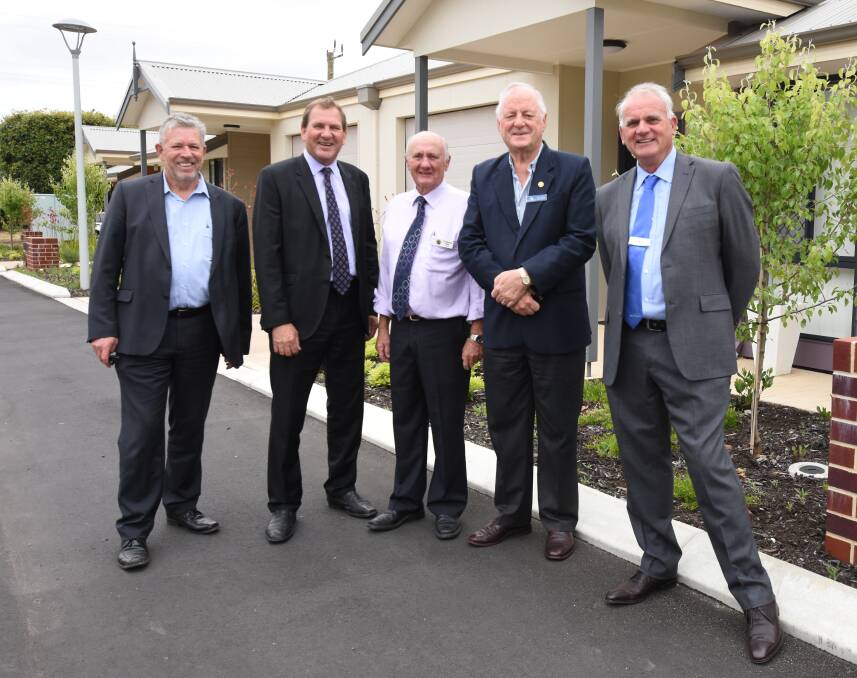 Access Housing CEO Garry Ellender, Darren West MLC, Shire of Capel President Murray Scott, SWDC's Brian Piesse and Shire of Dardanup President Mick Bennett. 