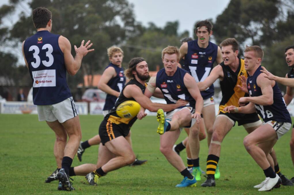 Kicking straight: Donnybrook sit eighth on the SWFL ladder after facing South Bunbury, Bunbury and Eaton in the past three rounds. The Dons face Busselton next weekend. Photo: Thomas Munday. 