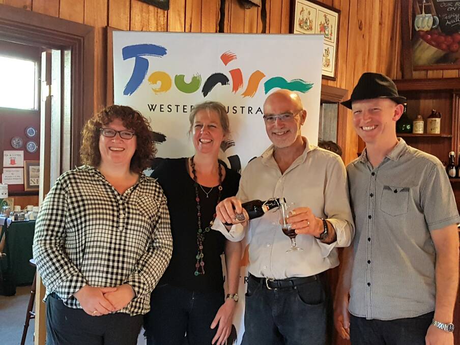 Celebration: Claire Savage, Food and Wine Project Manager Tourism WA, Tessa Dittrich, Manager The Cidery, John Stanley, Chestnut Brae, Tim Colgate, Birdwood Park Fruit Wine.