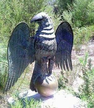 The 50 centimetres bronze statue of a phoenix had stood by Jesse Pember's final resting place at Balingup Cemetery since 1999. Photo: supplied. 
