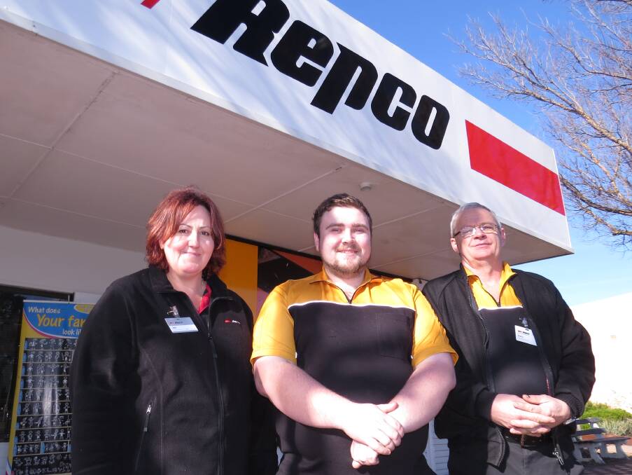 Geared up: Donnybrook Repco store manager Jan Phillips, customer service and sales Matt Reardon, and former store owner Gary Newman. Photo: Matthew Lau