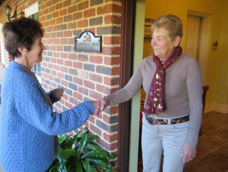 Hospitable: Blackwood Inn co-owner Gillian Davenport-Lang welcomes first-timer stayer Carolyn Nairn from Geraldton. Photo: Matthew Lau