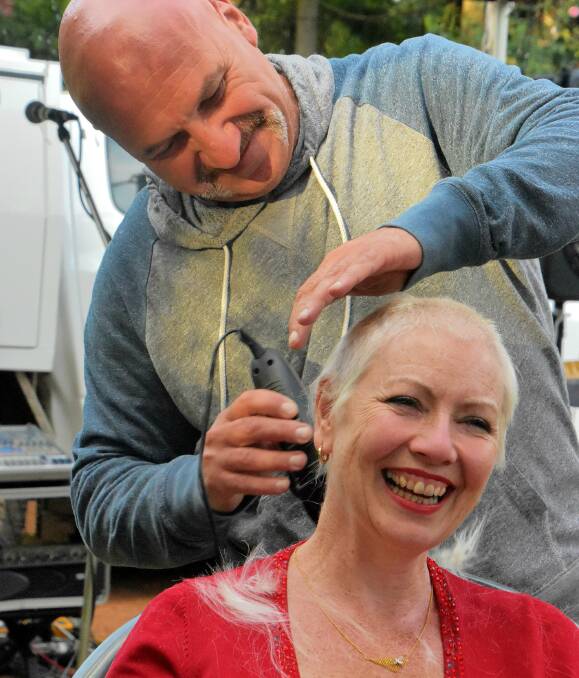 Peter won a raffle to gain the honour of shaving Bernadette's head. The head shave took place at The Cidery on December 20, 2016.
