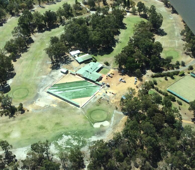 Progress: Construction is underway by Evergreen Synthetic Grass as seen in a bird's eye view of the lawns, as of January 13. Works are projected to reach completion around late February. Photo: Ted Rees