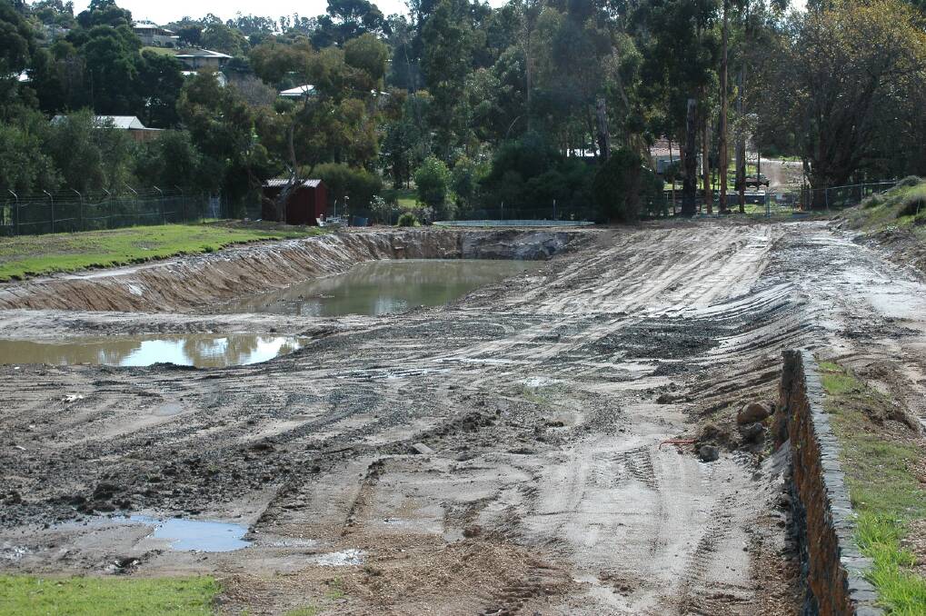 Under construction: The Bridgetown Pool has become the Bridgetown Dam.