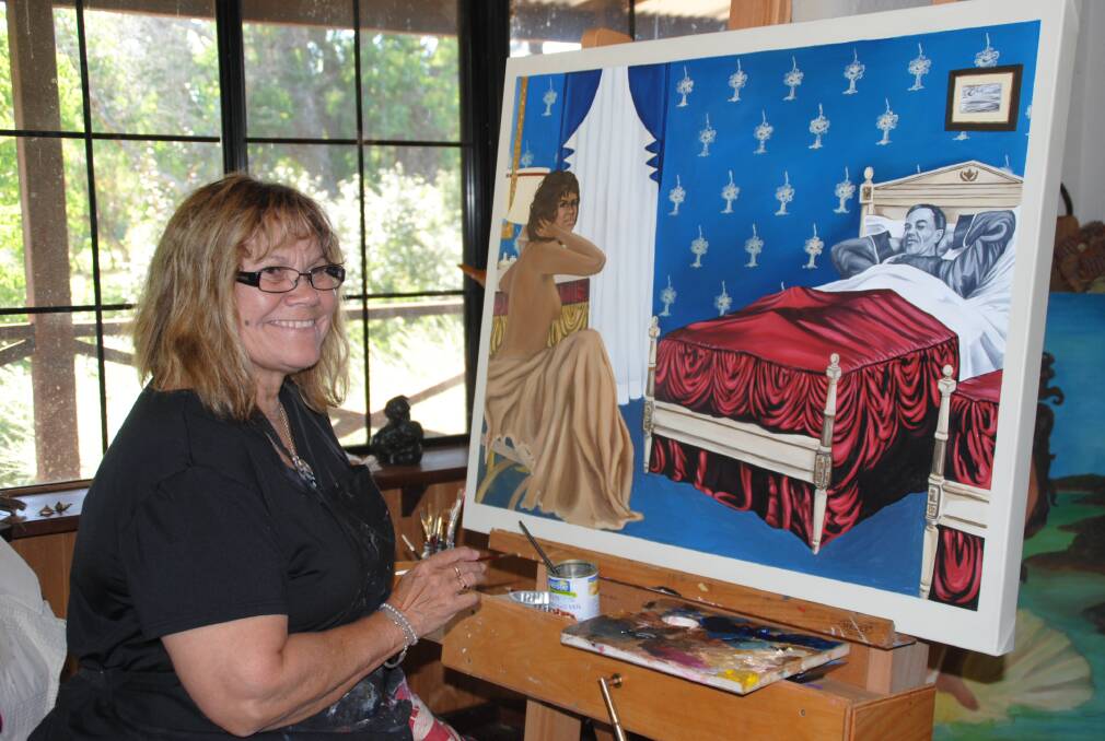 Artist at work: Balingup local and Noongar elder Sandra Hill with a previous project. Her art has won national and international recognition.