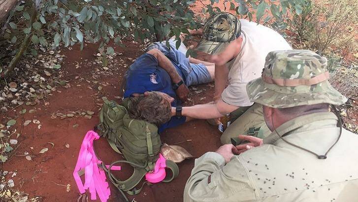 TRG trackers with Mr Foggerdy shortly after being found. Photo: WA Police 
