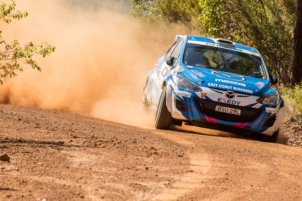 Heading to podium: Reeves and Gelsomino in winning form in the Quit Forest Rally. 
						        Photo: Michael Vettas