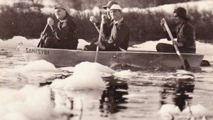 The Sanisbyi crew on a river mission in the 1950s.