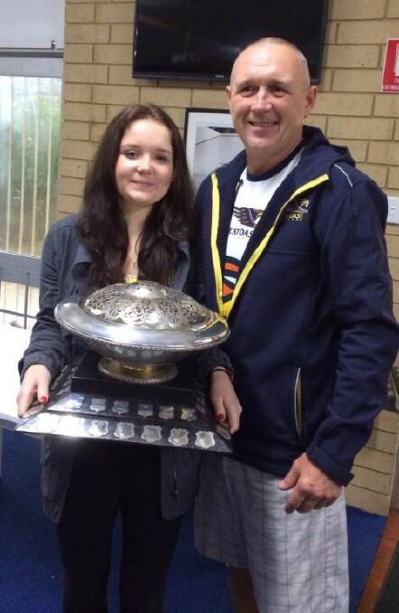 WA Under 17s Girls Squash Champion Emma Cornish with her proud father Mike Cornish following the recent win in the State titles.