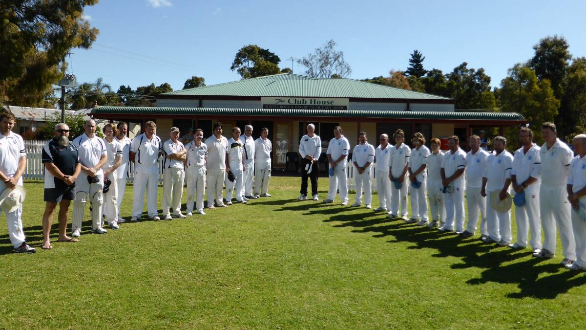 Donnybrook-Blackwood Cricket Association members observe a minute’s silence in memory of Philip Hughes.