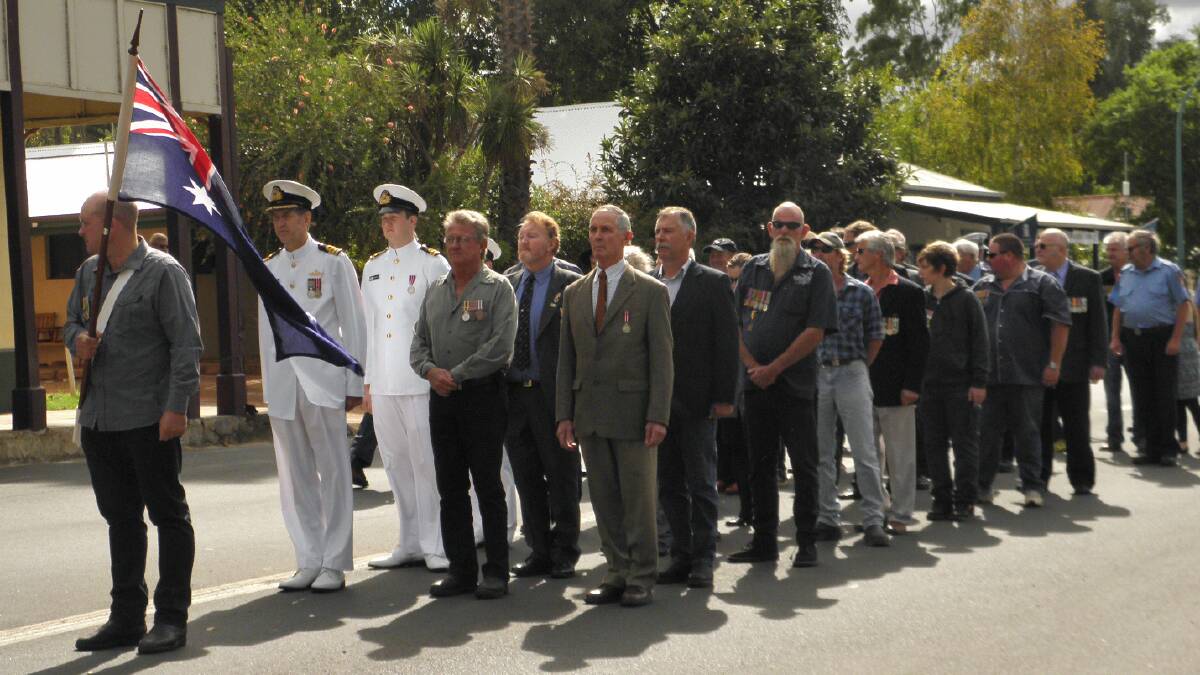 Forming up: Veterans march after the ceremony. Photo: Donnybrook-Bridgetown Mail.