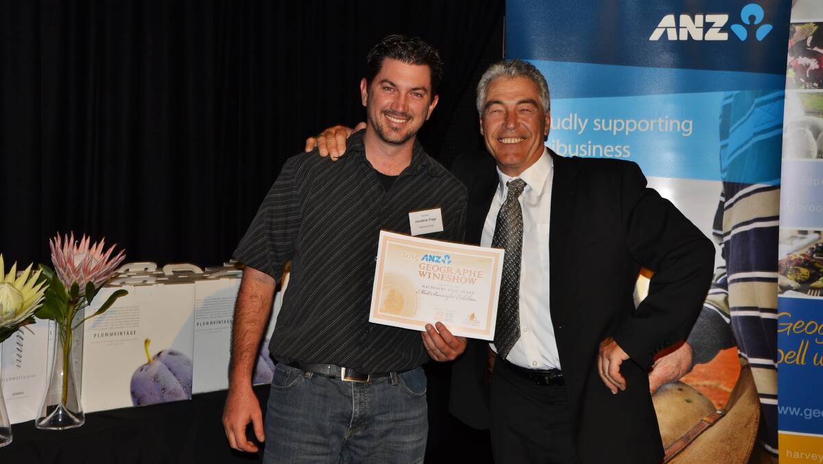 John Small, who won Best Exhibitor and Best Small Producer this year, with Jonathon Page. 