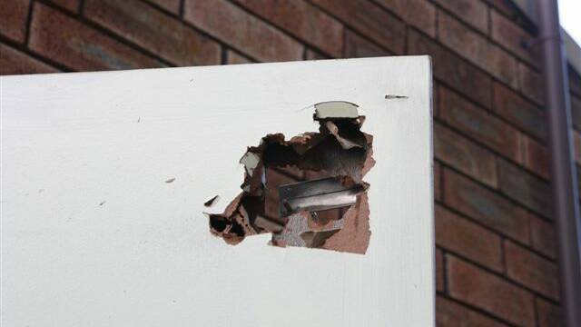 Vandalism: Damage to the door at the Hugh Kilpatrick Memorial Hall in Balingup.