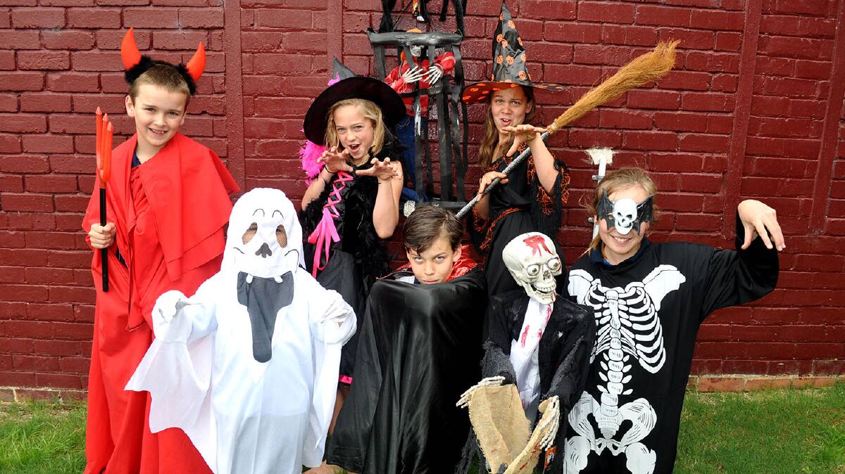 Halloween: Connor Baker, Brock Baker, Chloe Steinbacher, Billy Applin, Alicia Applin, Darcy Steinbacher and friends prepare for the Halloween party this Friday night. 