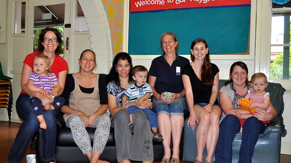 Play group: Liz and Hannah Beeston, training ABA counsellor Abbey Fetter, Dianne and Casey Chadwick, Tessa Dietrich, Melissa Christensen and Arnella and Cassie Stone. 