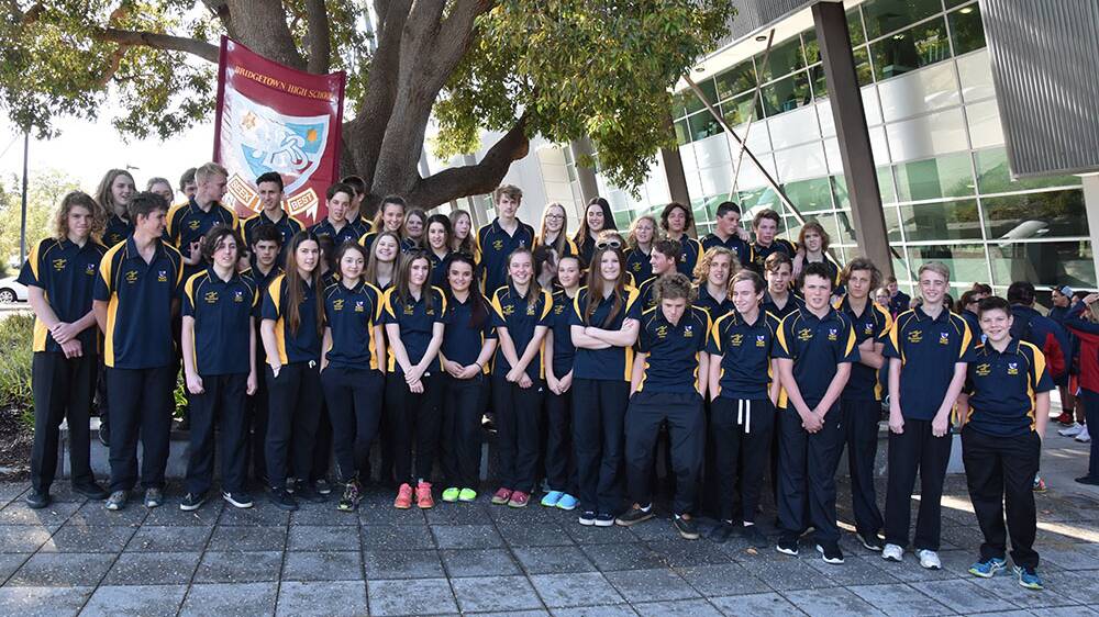 Country Week students from Bridgetown High School at Challenge Stadium in Perth. 