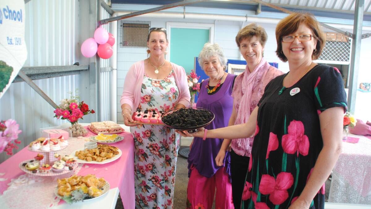 Pink: Chris Deans, Roz Benson, Leanne Wringe and Sue Leary show off the immaculately presented morning tea selection. 