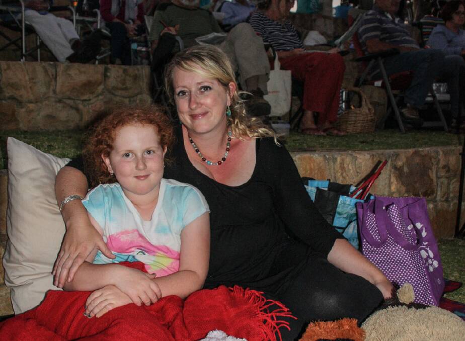 Sophie and Sara Shorter of Boyanup get settled in for the Australia Day movie. 
