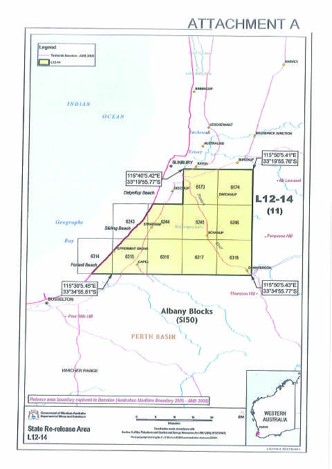 A map of the areas covered by the exploration permit. 