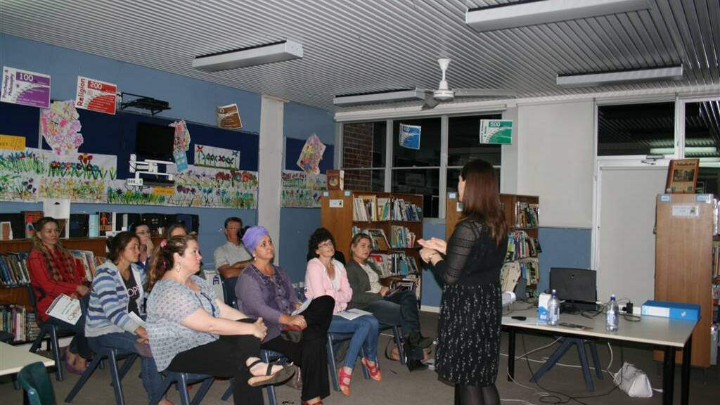 Parents learn about cyber safety from presenter Robyn Rishani. 
