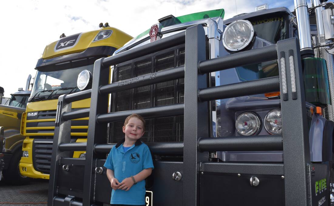 Blake Powell was impressed with the sheer size and grandure of the truck display at the Lighthouse Beach Resort. Picture by Shanelle Miller. 