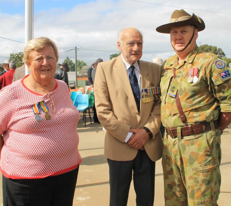 Honoured: Citizen of the Year Ginny Mitchell, Bill Butler and Boyup Brook RSL president Colin Hales.