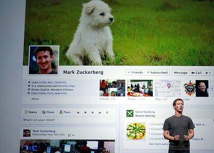 Facebook founder Mark Zuckerberg shows off the new Facebook profiles at the F8 conference last week.
