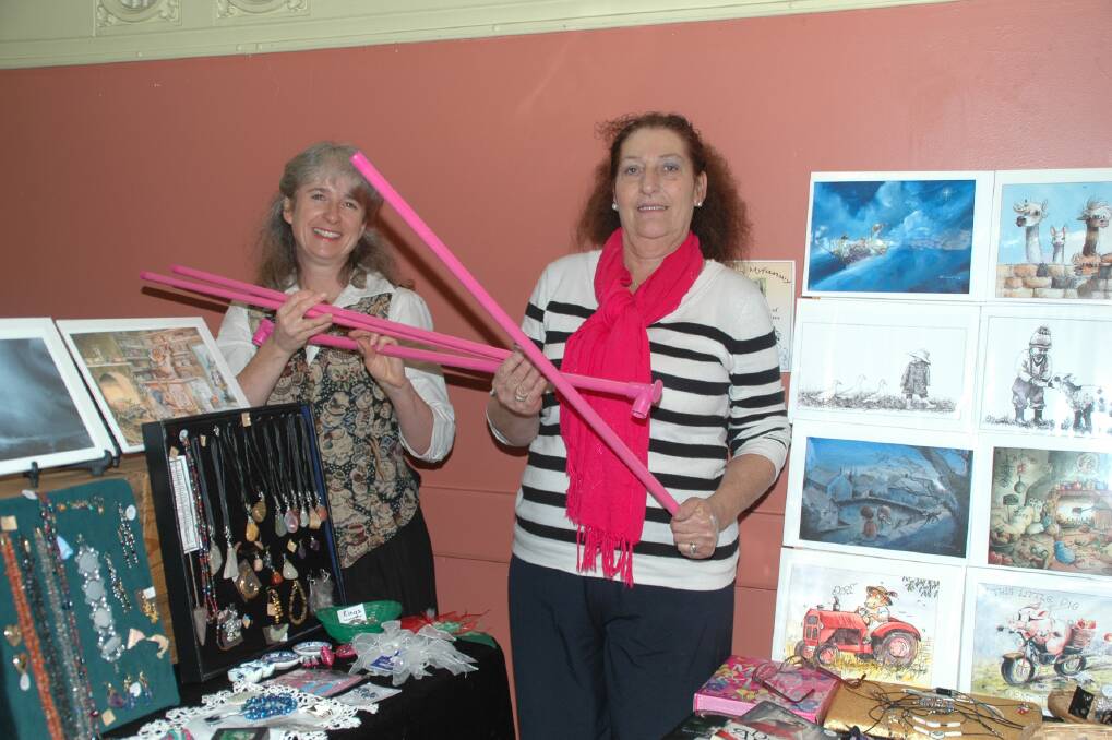 Great collection: Stall holders Sarah Evans and Ann Mead show off their wares.