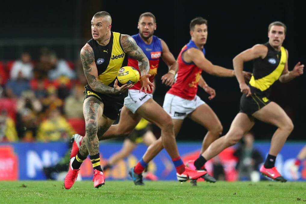 BEST ON GROUND: All that Dustin Martin touched during the match against Brisbane turned to gold. Picture: Chris Hyde/Getty Images