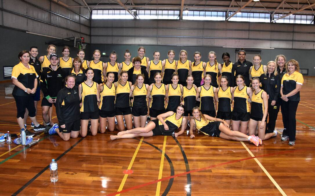 Community: WA Netball League players, umpires and officials during their stay at the Bridgetown Camp School last weekend. Photo: Lee Steinbacher.