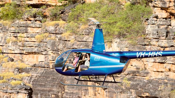 Helicopters and light planes offer the best opportunity to see Kakadu in all its glory. Photo courtesy Shaana McNaught/Tourism NT 