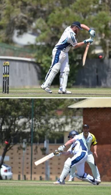 True to form: Donnybrook batsmen Stephen Wright and Will Stevenson assisted in the side's 63-run victory over Colts in round 12. Photos: Thomas Munday. 