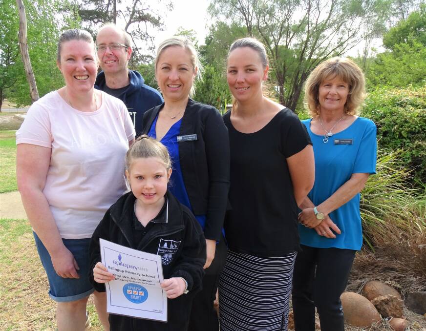 Helping out: Sylinda and Tim Van Amerongen (parents), Hannah Van Amerongen, Emma Bancroft (principal), Alicia Stiffle (teacher), and Linda Mauger (special needs education assistant). Photo: Supplied.   