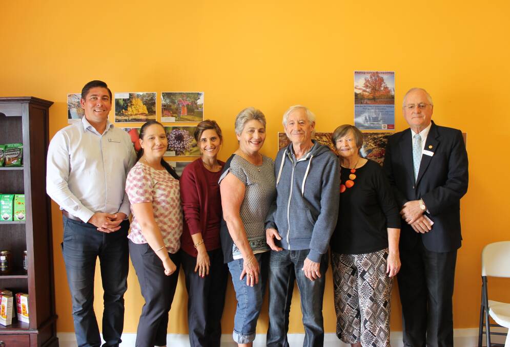 In the frame: Shire of Donnybrook-Balingup CEO Ben Rose and shire president Brian Piess with Jackie Buchanan, Debbie Sharpe, Jan Kirkpatrick, Chris Neave and Lorraine Park. 