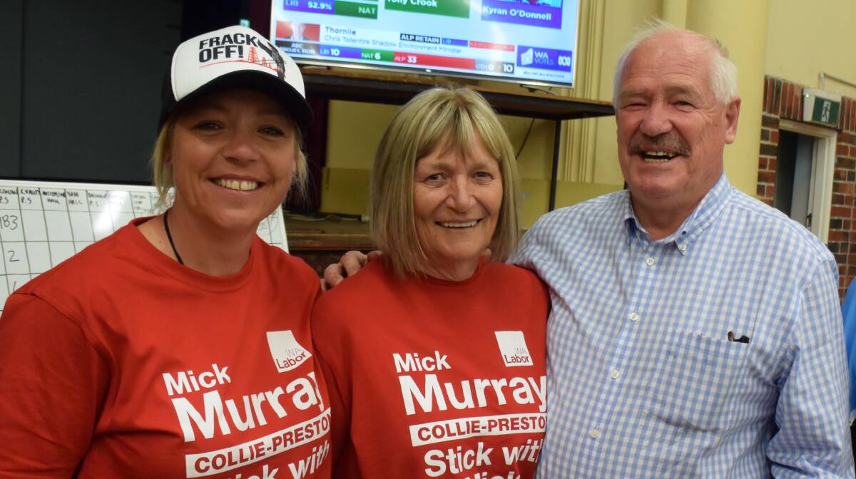 Victory: Bree, Anna and Mick Murray celebrating the WA state election result on March 11. The family would like to wish everyone a Merry Christmas and Happy New Year. Photo: Thomas Munday. 