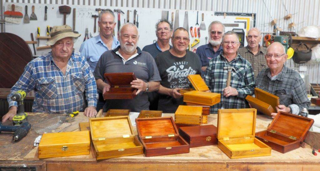 The Capel Men's Shed memorial box makers will be taking part in this year's virtual Capel Makers Trail event this weekend. Image supplied.