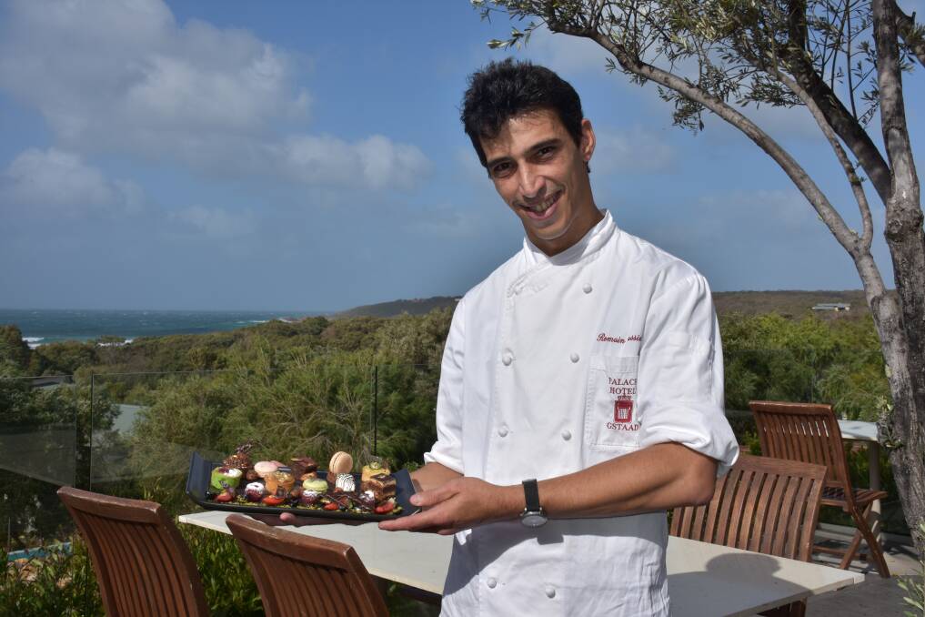 Pastry chef Romain Lassiaille at the Pullman Resort in Bunker Bay, you can check out his creations on his Instagram account @romain_lassialle or visit the resort in Bunker Bay.