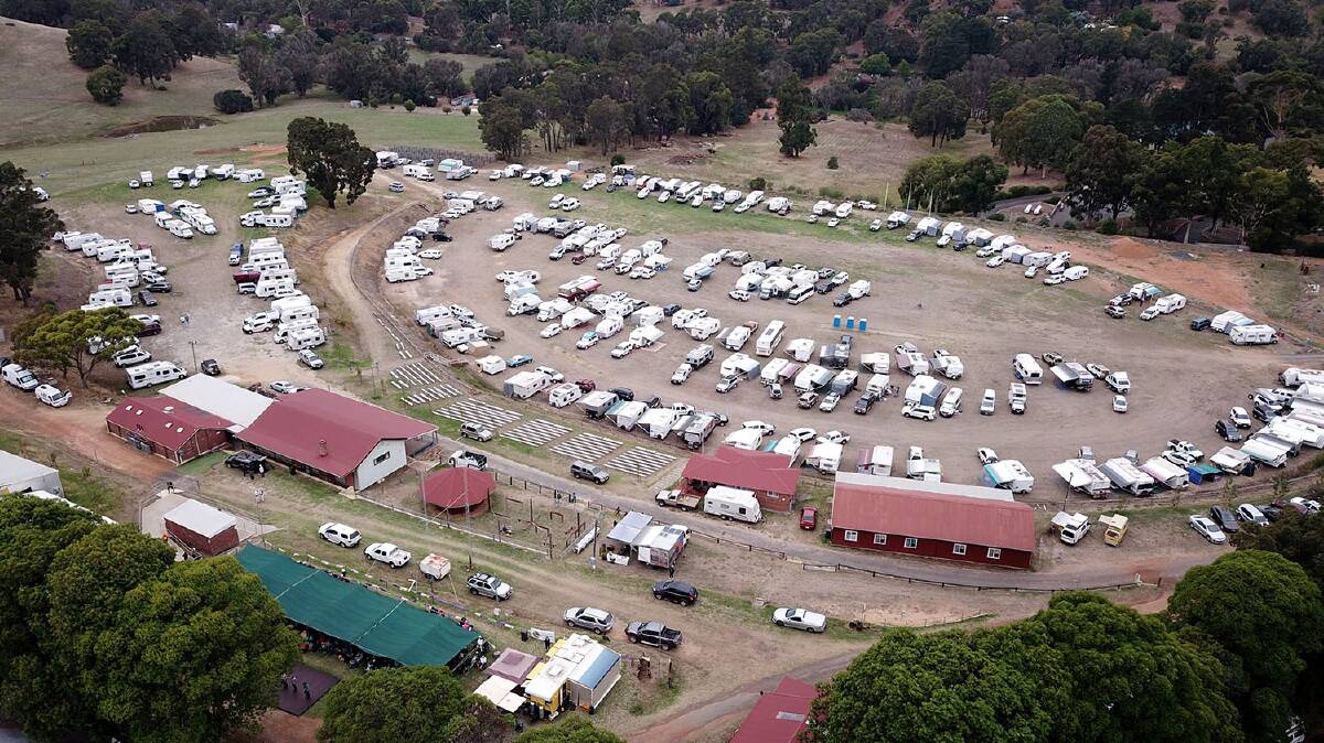 Looking down onto the Bridgetown Showgrounds which hosted the 9th annual DownUnder Country Music Weekend. Photo: Flying Eye Photography
