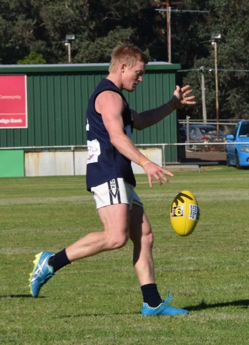 Donnybrook's Kieran Hug taking a quick kick in the team's round three win over the Collie Eagles. Photo: Ashley Bolt