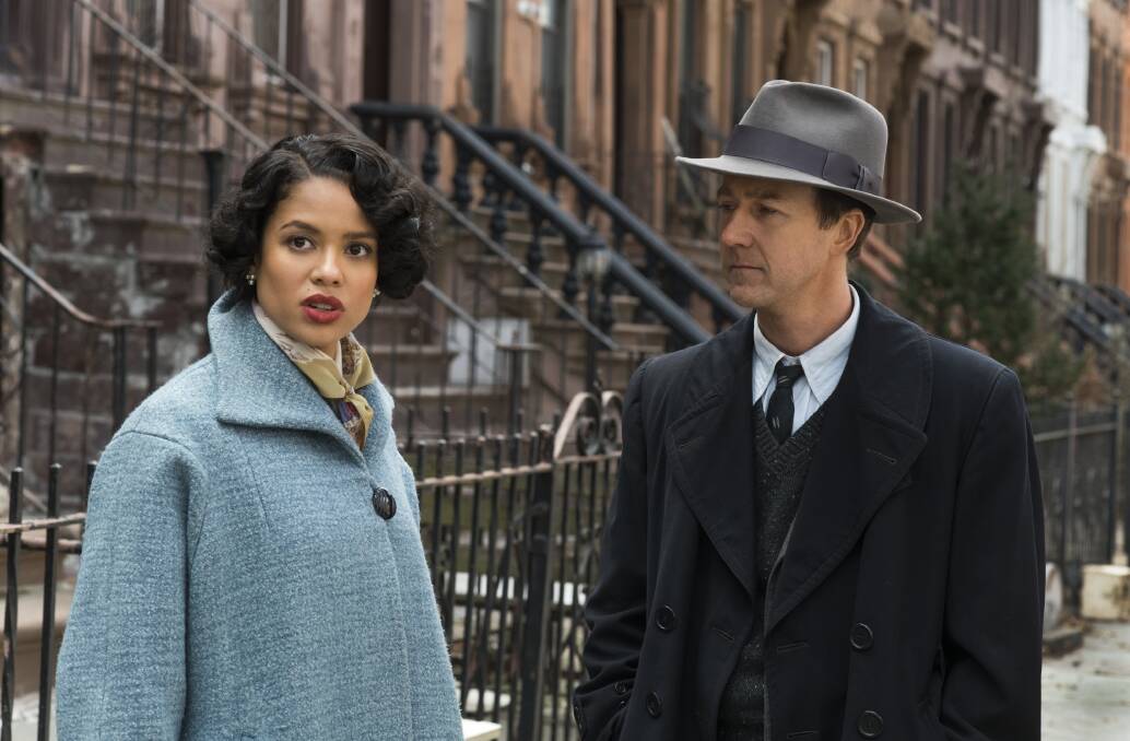 Gugu Mbatha-Raw (left) as Laura Rose and Edward Norton as Lionel Essrog in Motherless Brooklyn. Picture: Glen Wilson/Warner Bros
