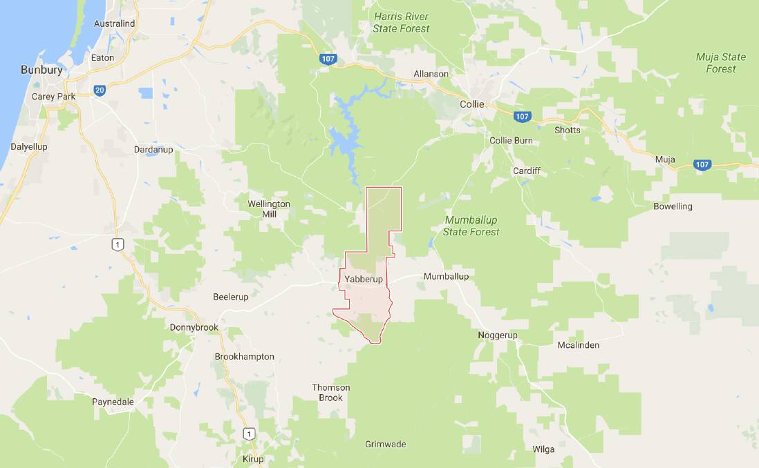 The fire started near the intersection of Morrissey Road and Donnybrook-Boyup Brook Road in Yabberup and is heading towards the Yabberup townsite.