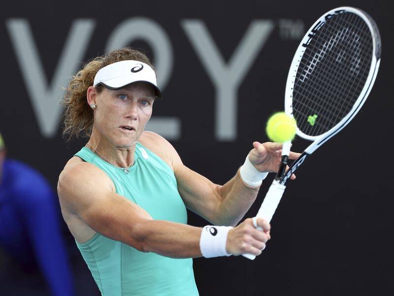 Samantha Stosur has been knocked out in the first round of the Hobart International.