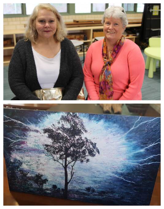 Artistic flair: Vikki Cook with Greenbushes Art Trail and Exhibition coordinator Leanne Green and below is Vikki's winning artwork. Photos: Debbie Walsh.